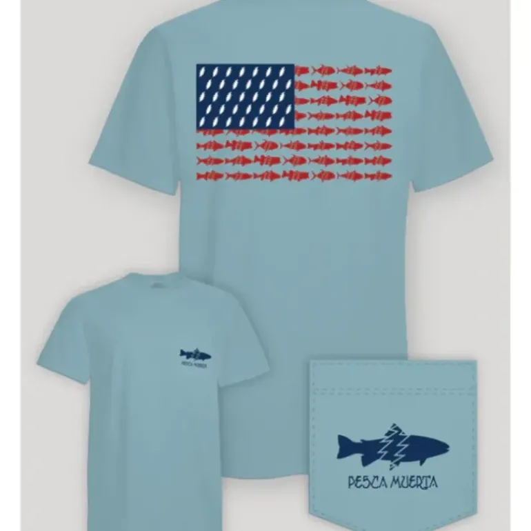 Pesca Muerta S/S Pocket T-Shirt 'Merica Foamy Blue - Your Premium Fishing Gear Store Rods Lines Baits Accessories* Shop All
