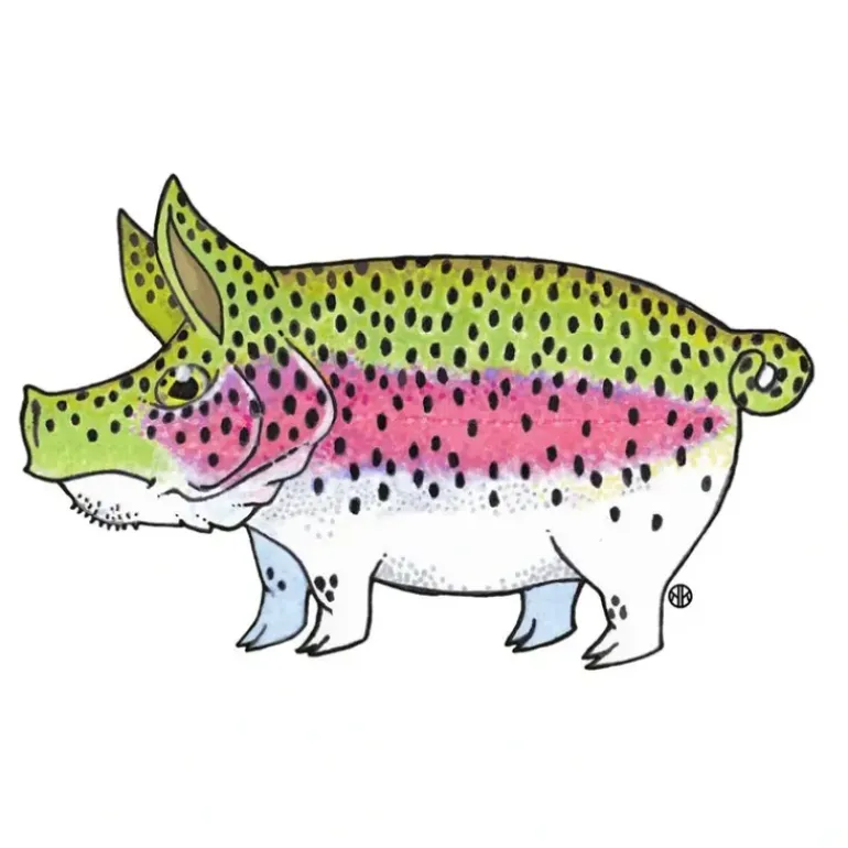 Rainbow Trout Pig Sticker - Your Premium Fishing Gear Store Rods Lines Baits Accessories* Fly Fishing