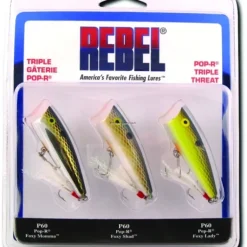 Rebel Pop-R Triple Threat Lure 3 Pack, 2-1/2", 1/4 oz, Multi - Your Premium Fishing Gear Store Rods Lines Baits Accessories* Shop All