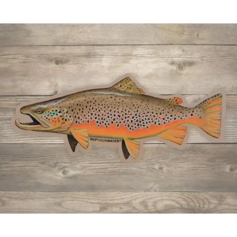 Rep Your Water Big Dog Brown Artist's Reserve Sticker - M & L - Your Premium Fishing Gear Store Rods Lines Baits Accessories* Shop All