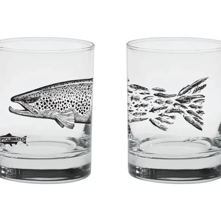 Rep Your Water Brown Snacks Old Fashioned Glass - Your Premium Fishing Gear Store Rods Lines Baits Accessories* Shop All