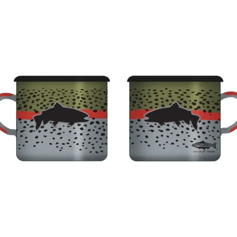 Rep Your Water Rainbow Flank Enamel Camp Mug - Your Premium Fishing Gear Store Rods Lines Baits Accessories* Shop All