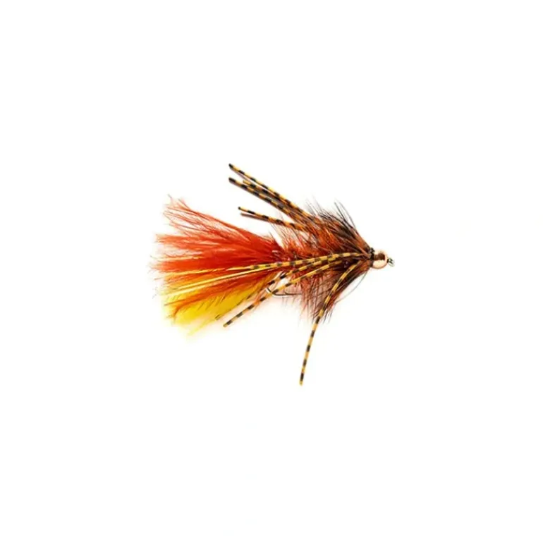 Rubber Leg Bugger Brown & Yellow Tungsten Beadhead - Your Premium Fishing Gear Store Rods Lines Baits Accessories* Shop All