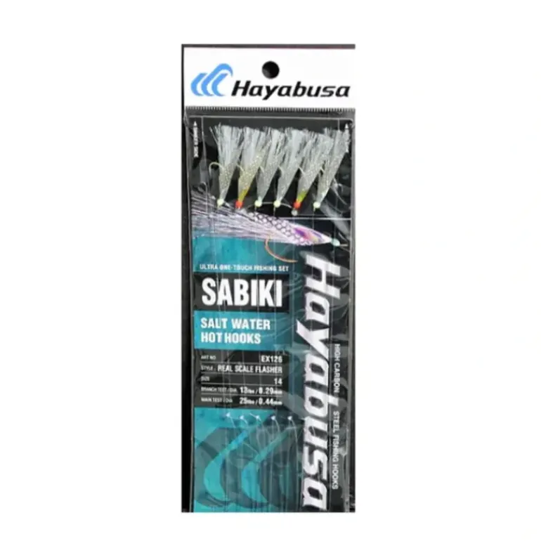 Sabiki Hayabusa UV Real Scale Flasher 6-Hook Size 14 - Your Premium Fishing Gear Store Rods Lines Baits Accessories* Bait