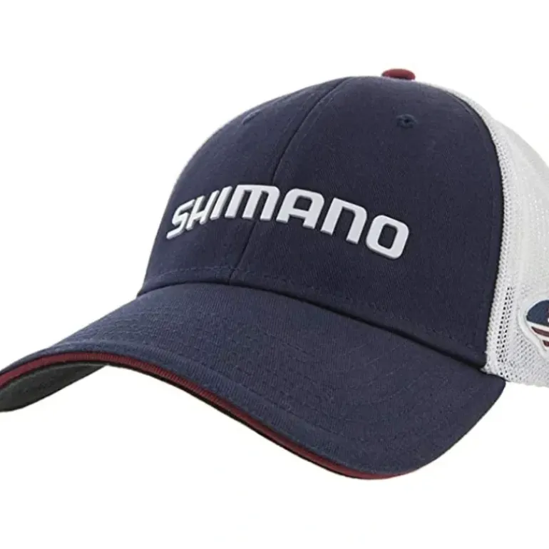Shimano Keep America Trucker, Fishing Cap, RWB, Blue - Your Premium Fishing Gear Store Rods Lines Baits Accessories* Shop All