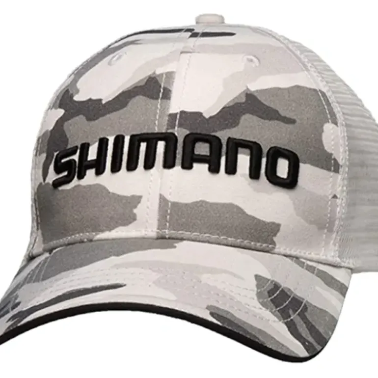 Shimano Smokey Trucker Cap, Camo White, One Size Fits Most - Your Premium Fishing Gear Store Rods Lines Baits Accessories* Shop All