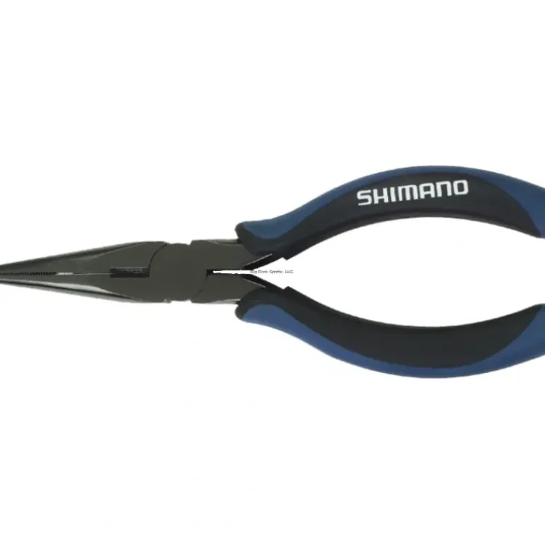 Shimano Brutas Long Nose Pliers, Gray/Blue Handles, Black Nickel - Your Premium Fishing Gear Store Rods Lines Baits Accessories* Shop All