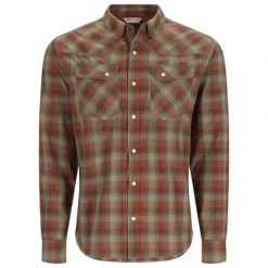 Simms Brackett LS Shirt Clay/Bay Leaf Window Plaid - Your Premium Fishing Gear Store Rods Lines Baits Accessories* Shop All