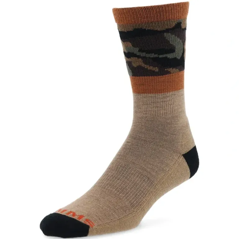 Simms Daily Sock Woodland Camo - Your Premium Fishing Gear Store Rods Lines Baits Accessories* Shop All