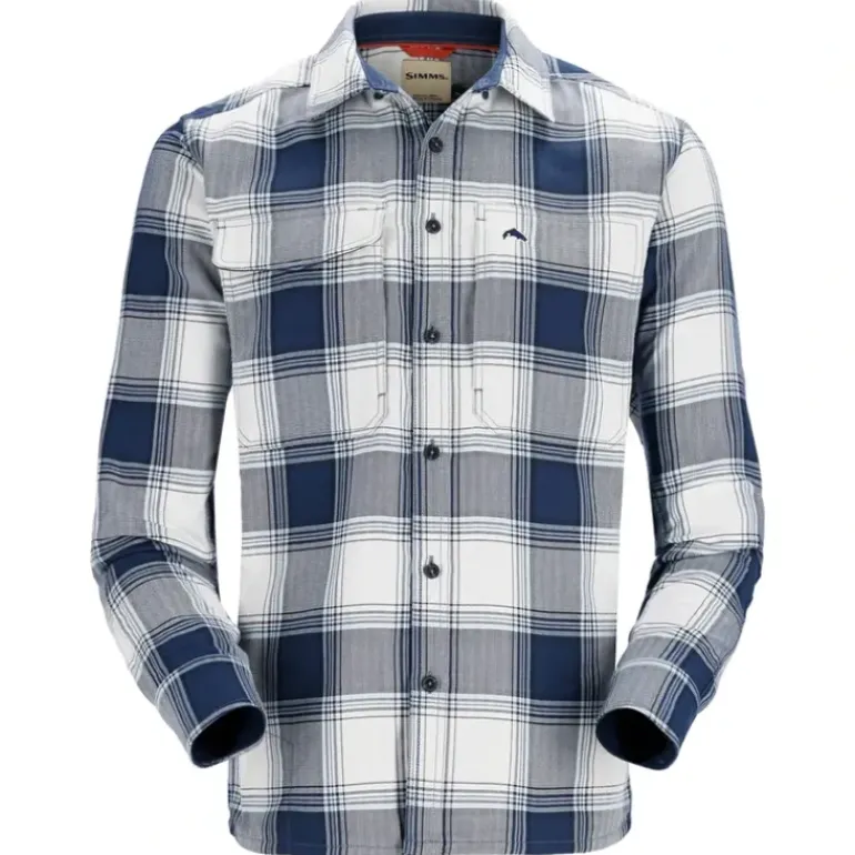 Simms Guide Flannel Navy/White Dimensional Buffalo - Your Premium Fishing Gear Store Rods Lines Baits Accessories* Shop All