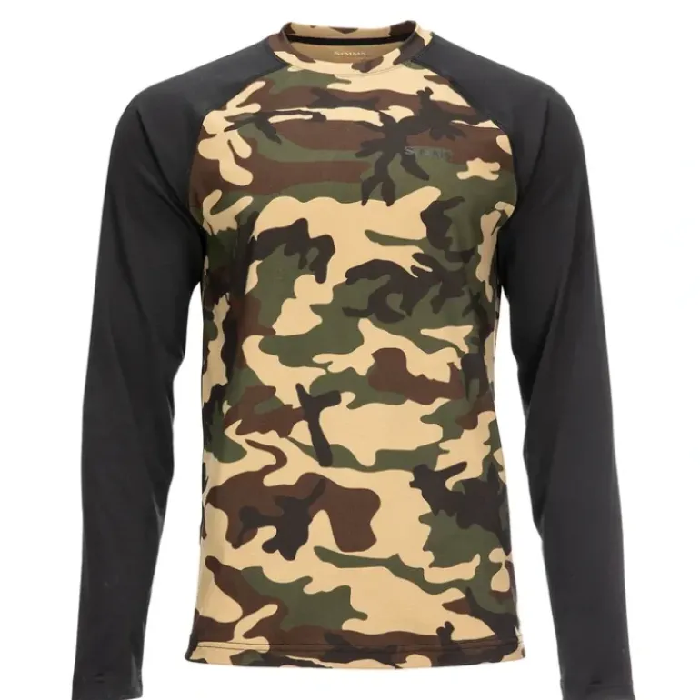 Simms Lightweight Baselayer Top Woodland Camo - Your Premium Fishing Gear Store Rods Lines Baits Accessories* Shop All
