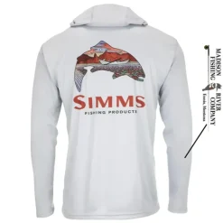 Simms Logo Tech Hoody - Artist Series Trout Logo Flame/Sterling - Your Premium Fishing Gear Store Rods Lines Baits Accessories* Shop All