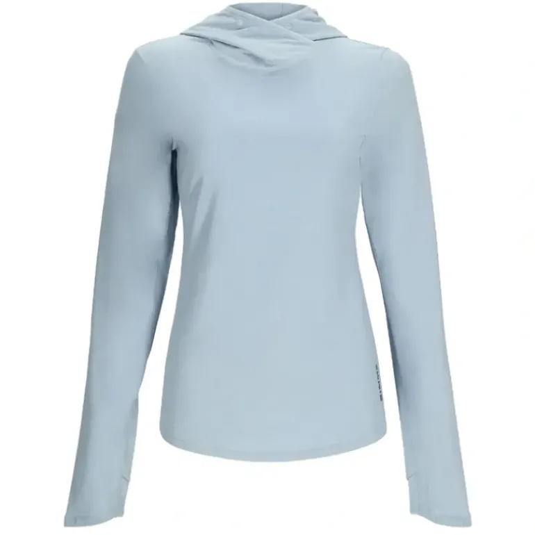 Simms Logo Womens SolarFlex Hoody Steel Blue Heather - Your Premium Fishing Gear Store Rods Lines Baits Accessories* Shop All