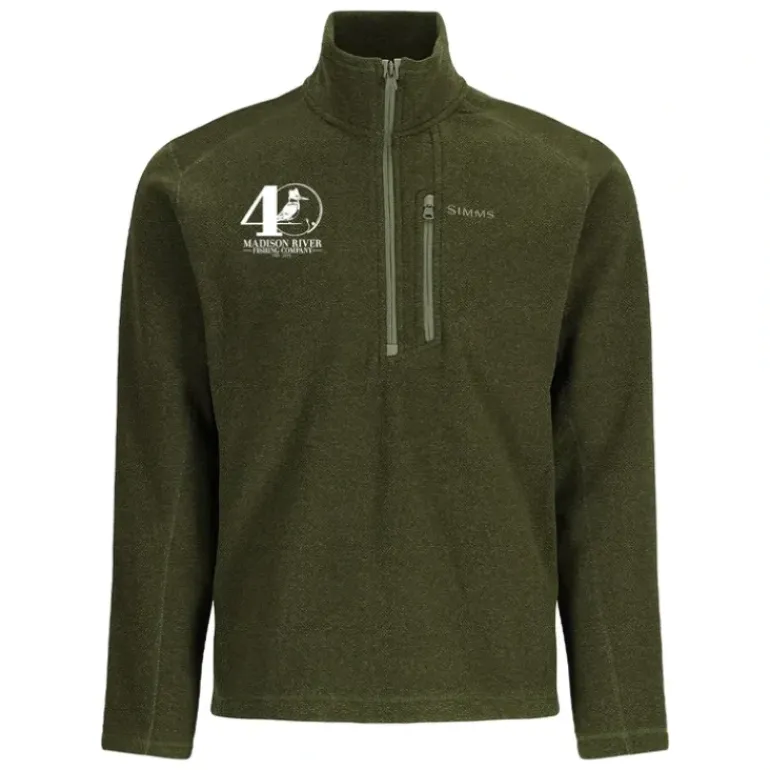 Simms 40th Logo Rivershed-Half Zip Riffle Heather - Your Premium Fishing Gear Store Rods Lines Baits Accessories* Shop All