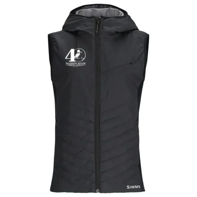 Simms 40th Logo Womens Fall Run Hybrid Hooded Vest Black - Your Premium Fishing Gear Store Rods Lines Baits Accessories* Shop All