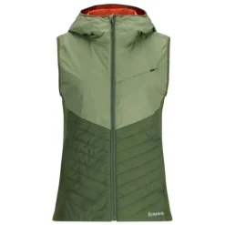 Simms Womens Fall Run Hybrid Hooded Vest Dark Clover/Riffle Green - Your Premium Fishing Gear Store Rods Lines Baits Accessories* Shop All