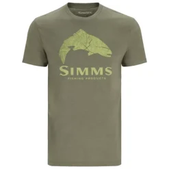 Simms Wood Trout Fill T-Shirt Military Heather Neon - Your Premium Fishing Gear Store Rods Lines Baits Accessories* Shop All