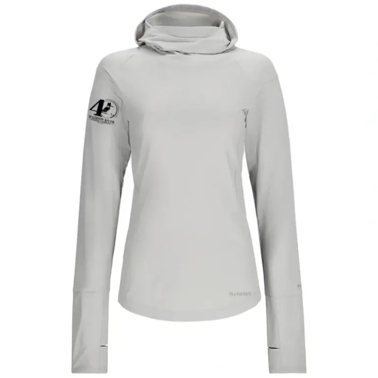 Simms 40th Logo Womens SolarFlex Cooling Hoody Sterling - Your Premium Fishing Gear Store Rods Lines Baits Accessories* Shop All