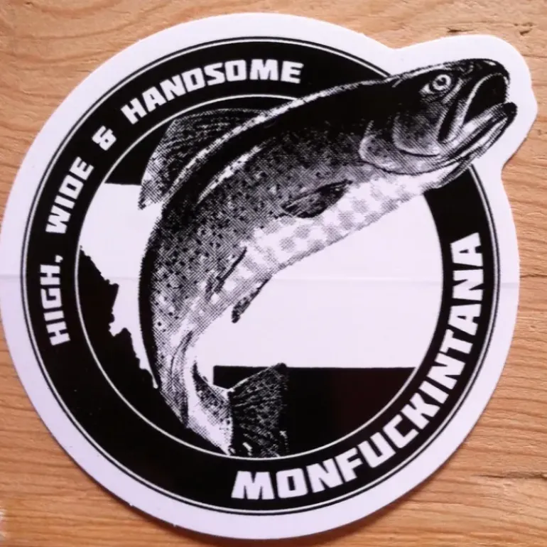 Statriot Designs High Wide & Handsome Trout Kiss Cut Sticker - Your Premium Fishing Gear Store Rods Lines Baits Accessories* Shop All