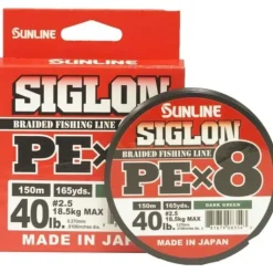 Sunline Siglon PEx8 8-Strand Braided Line, 40lb, 165yd, Dark Green - Your Premium Fishing Gear Store Rods Lines Baits Accessories* Fishing Line