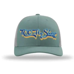 TCO Fly Shop Hat Low Pro Trucker - Retro Logo Light Teal / Lt. Gray - Your Premium Fishing Gear Store Rods Lines Baits Accessories^ Best