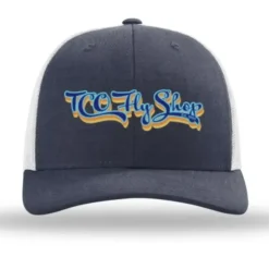 TCO Fly Shop Hat Low Pro Trucker - Retro Logo Heather Navy / Lt. Gray - Your Premium Fishing Gear Store Rods Lines Baits Accessories^ Store