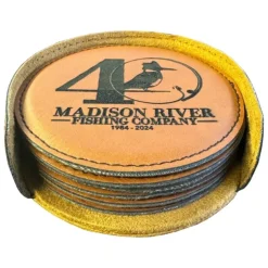 40th Logo Leather Coaster 6pc Set with Holder - Your Premium Fishing Gear Store Rods Lines Baits Accessories^ Best Sale