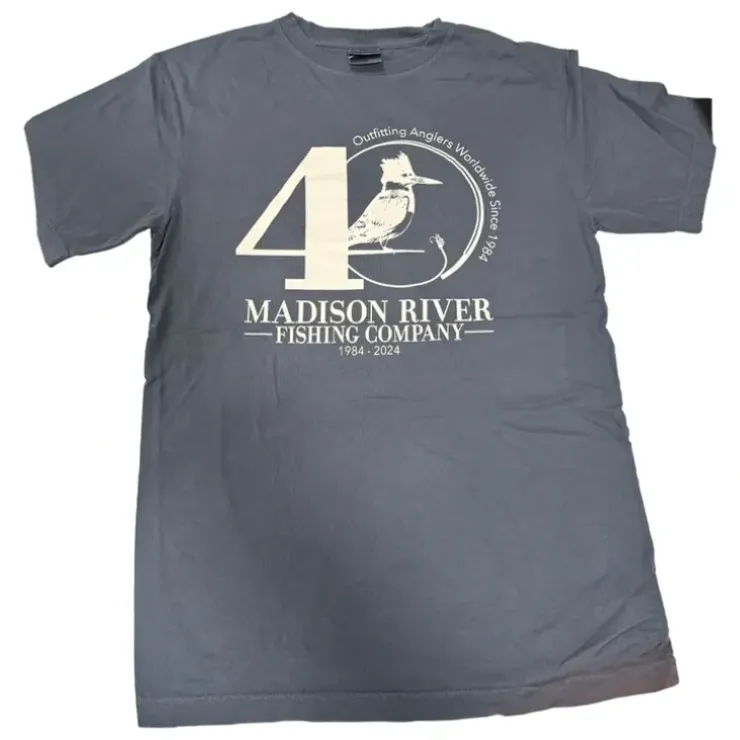 40th Logo Pigment Dyed S/S T-Shirt Washed Navy Chest Logo - Your Premium Fishing Gear Store Rods Lines Baits Accessories^ Sale
