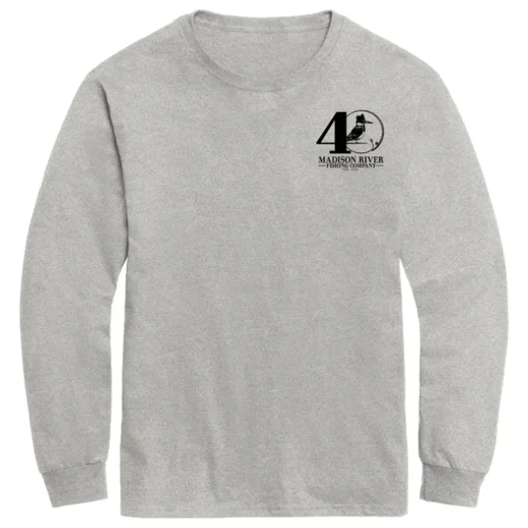 40th Logo w/40th Chest Logo & on Back L/S T-Shirt Ash - Your Premium Fishing Gear Store Rods Lines Baits Accessories^ Flash Sale