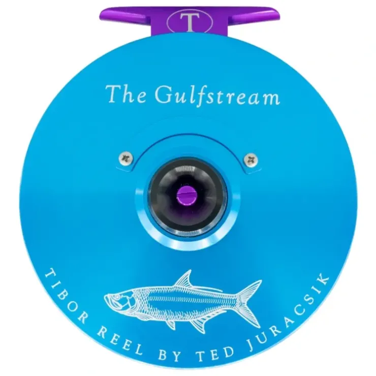 Tibor Gulfstream Reel Custom Aqua Frame, Jet Black Spool and Drag Knob, Violet Reel Foot and Stop Nut, Tarpon Engraving - Your Premium Fishing Gear Store Rods Lines Baits Accessories^ Hot