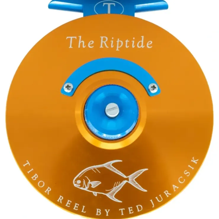 Tibor Riptide Reel Custom Sunset Orange with Aqua with Permit Engraving - Your Premium Fishing Gear Store Rods Lines Baits Accessories^ Best