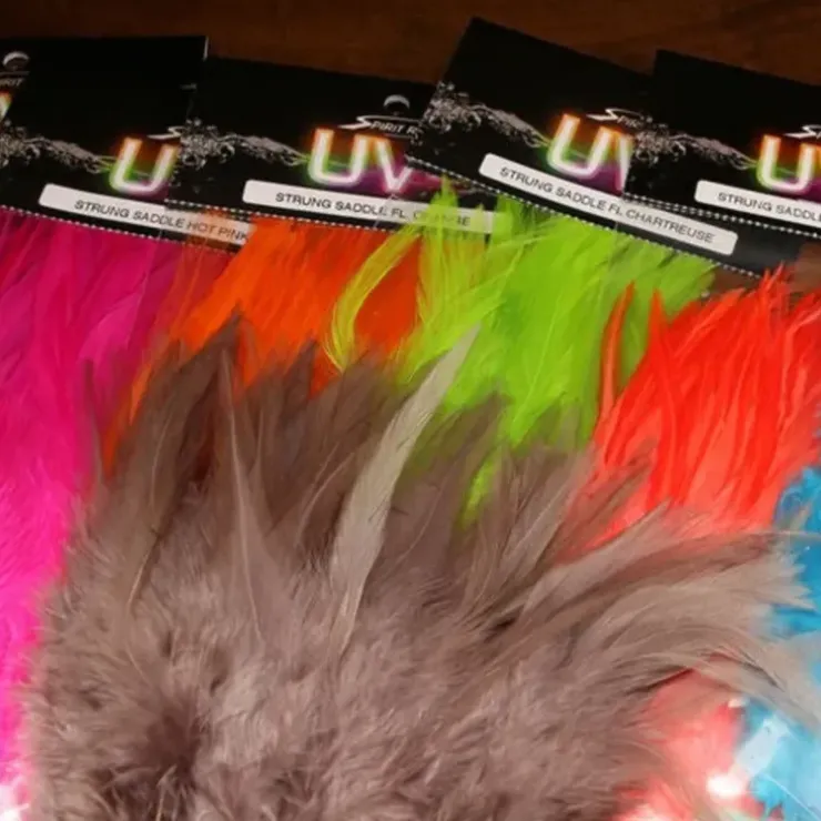 UV2 Strung Saddle Hackle - Your Premium Fishing Gear Store Rods Lines Baits Accessories^ Store