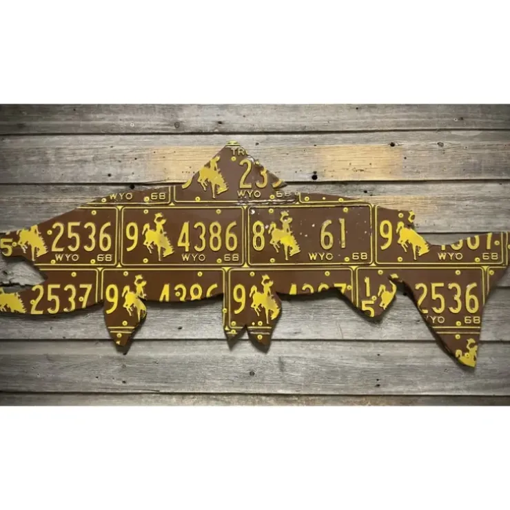 50" - 1968 Wyoming Brown Trout License Plate Art - Your Premium Fishing Gear Store Rods Lines Baits Accessories^ Shop
