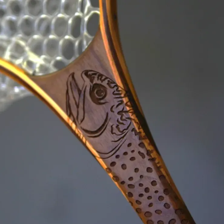 XL 18"x14" - Brook Trout Engraved - Natural Fly Fishing Traditional Landing Net - Your Premium Fishing Gear Store Rods Lines Baits Accessories^ Best